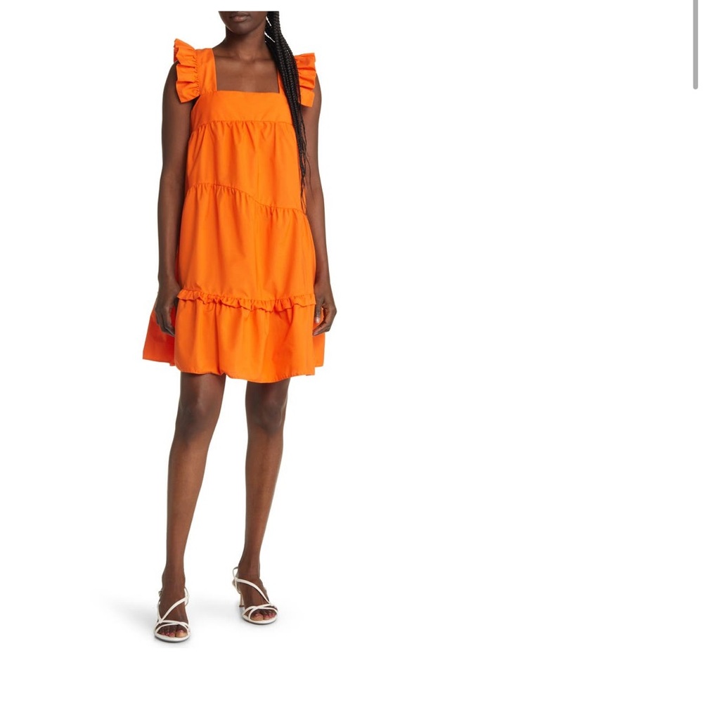 Topshop Ruffle Tiered Poplin Minidress